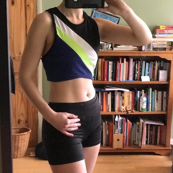 Women's Yellow and Blue Crop-top - Picture 3 of 3